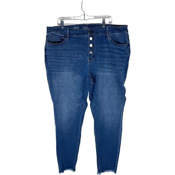 a.n.a Denim - a.n.a High Rise Jegging Womens 22W Blue Button Fly Raw Hem Stretch Denim Jeans